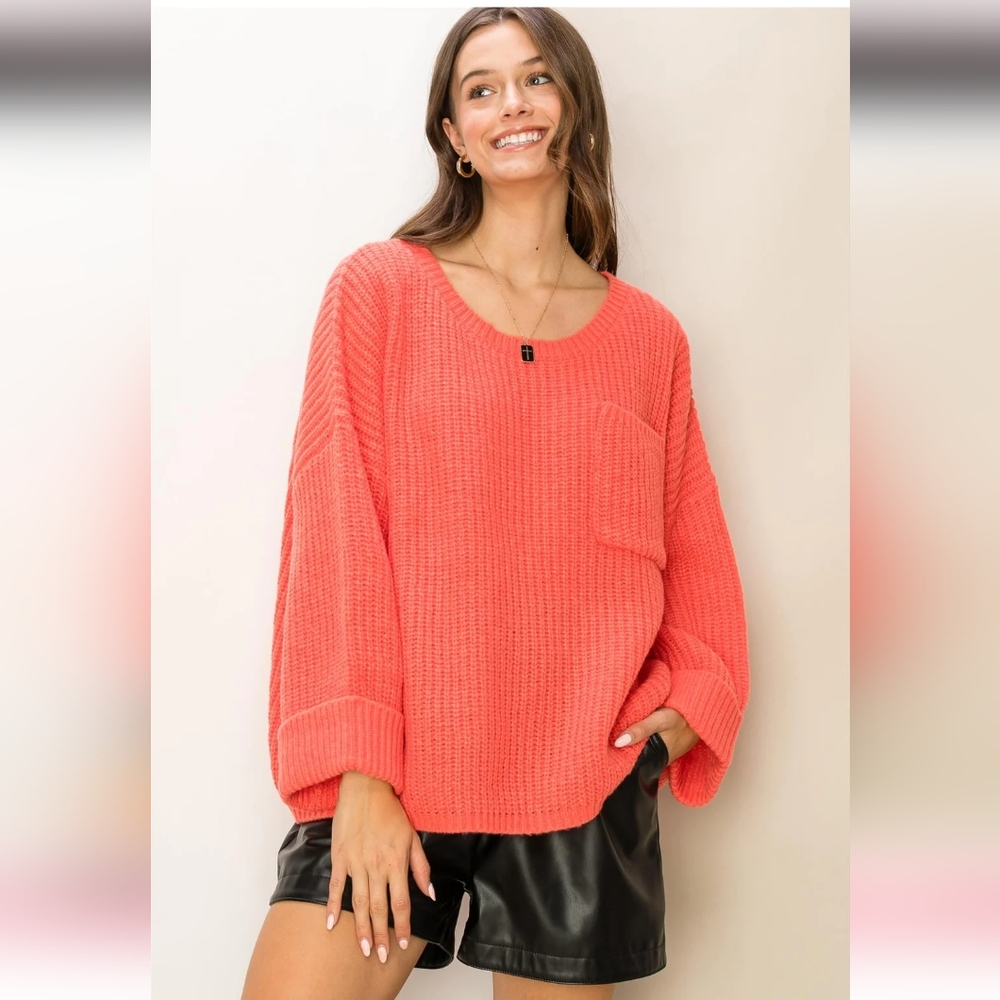 BACK TO BLISS RIB OVERSIZED PULLOVER SWEATER